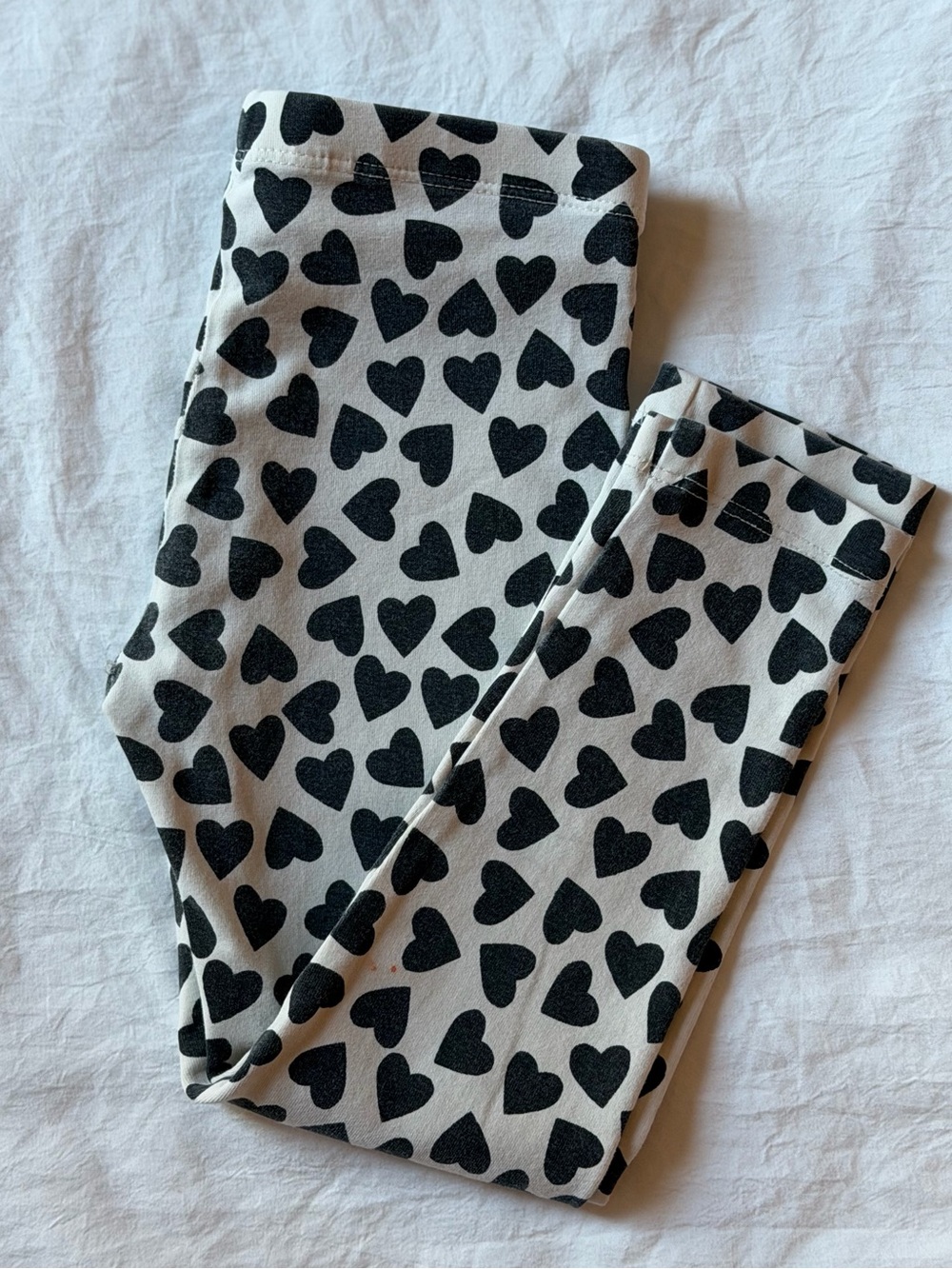Tea Collection Girls Black Heart Print Leggings Size 4